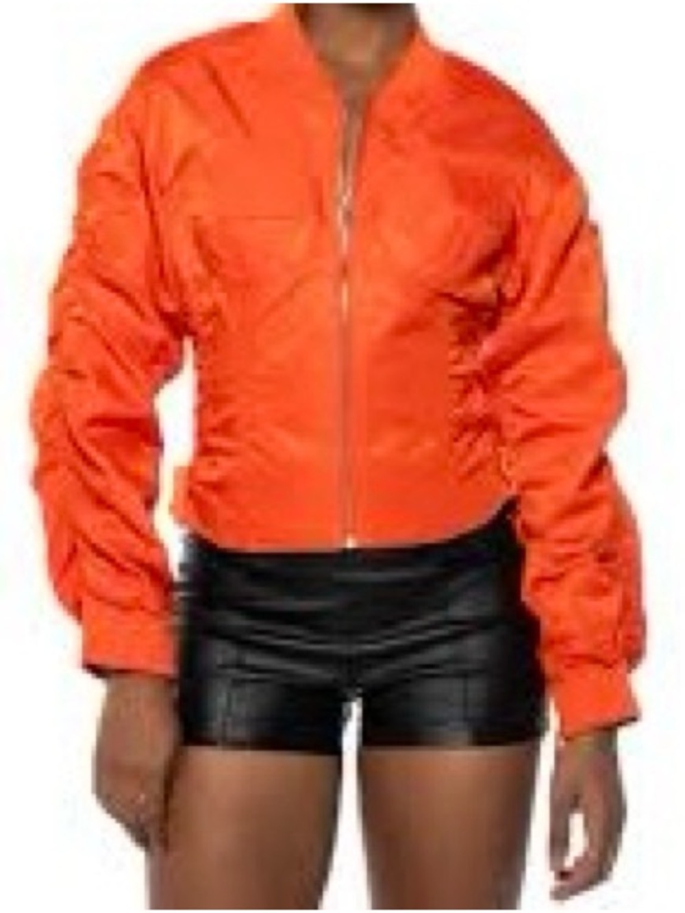AKIRA Orange Zip-Front Bomber Jacket